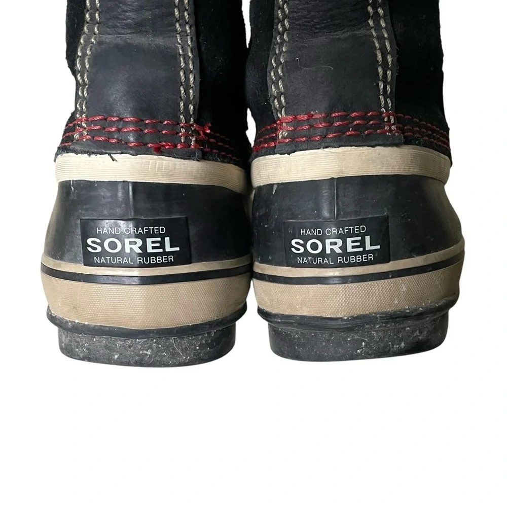 SOREL Joan of Arctic Lace Up Winter Waterproof Boots Black Red 8 - Picture 9 of 11